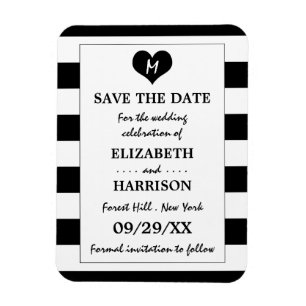 Magnet Flexible Mariage moderne chic noir et blanc Enregistrer la