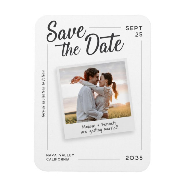 Magnet Flexible Mariage Moderne Écriture Enregistrer la Date Photo (Vertical)
