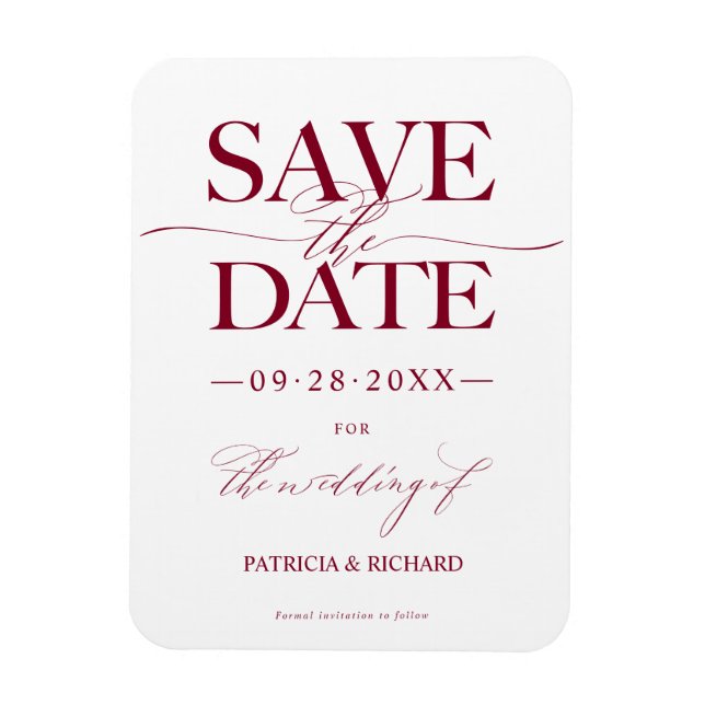 Magnet Flexible Mariage Moderne Élégant Enregistrer La Date Sans P (Vertical)
