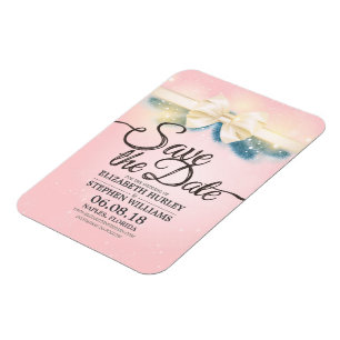 Magnet Flexible Mariage moderne Enregistrer la date rose et or Rub