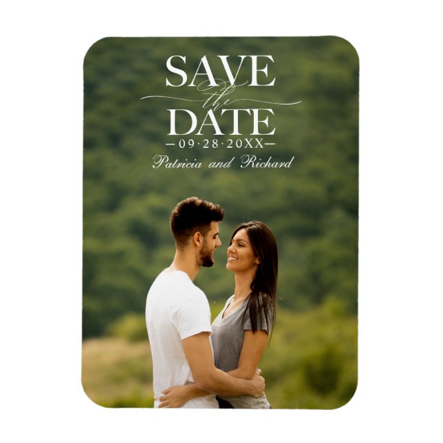 Magnet Flexible Mariage Moderne Et Design Enregistrer La Date Phot (Vertical)