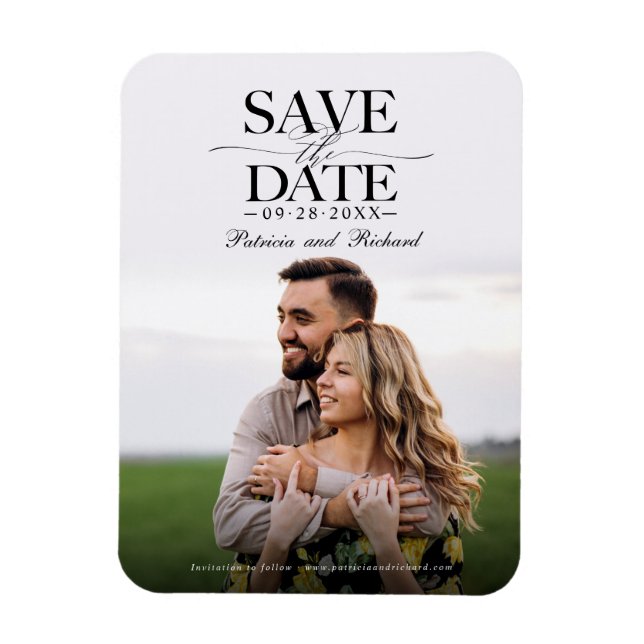 Magnet Flexible Mariage Moderne Et Design Enregistrer La Date Phot (Vertical)
