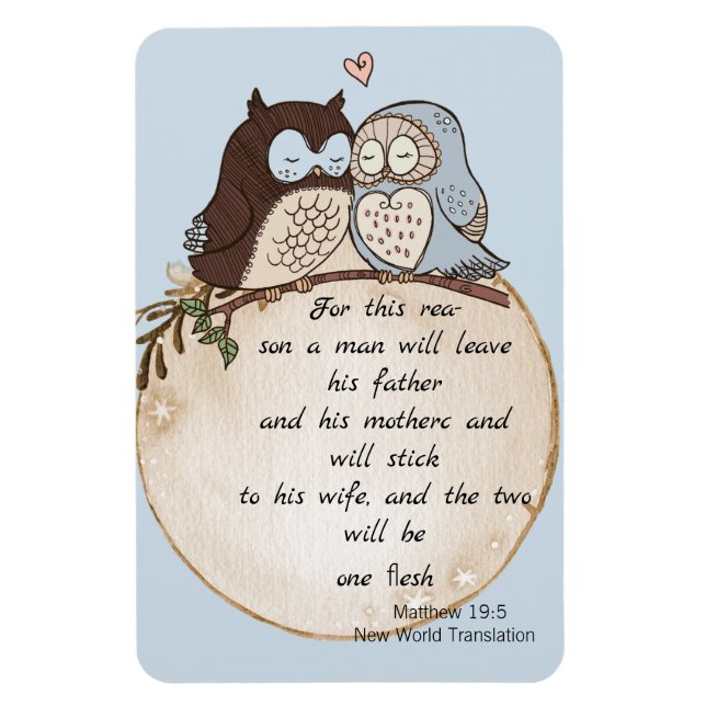Magnet Flexible Mariage moderne Funny Couple Owls inspiré par la B (Vertical)