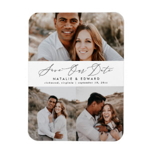 Magnet Flexible Mariage moderne multi photo typographie graphique