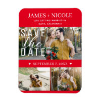 Mariage Moderne Rouge & Blanc Enregistrer la Date