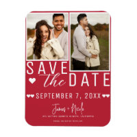 Mariage Moderne Rouge et Blanc Enregistrer la Date
