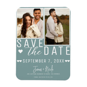 Magnet Flexible Mariage Moderne Seafoam Enregistrer la Date 2 Phot