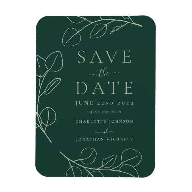 Magnet Flexible Mariage Moderne Simple avec Feuillage Vert (Vertical)