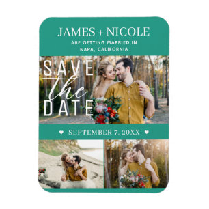Magnet Flexible Mariage Moderne Vert Sarcelle Enregistrer la Date