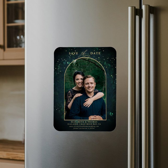 Magnet Flexible Mariage Moody Dark Enchanted Forest Arch Date de s (enchanted forest woodland wedding photo save date magnet dramatic moody dark romantic boho arch)