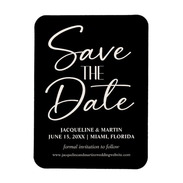 Magnet Flexible Mariage Noir Blanc Calligraphie Manuscrite Site We (Vertical)
