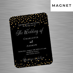 Magnet Flexible Mariage noir or coeur luxe invitation