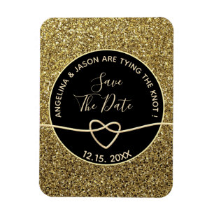 Magnet Flexible Mariage Or et Noir Enregistrez la Date