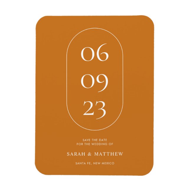 Magnet Flexible Mariage orange ocre de date ovale minimal (Vertical)