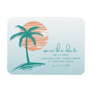 Magnet Flexible Mariage Palm Tree de plage Enregistrer la date Mag