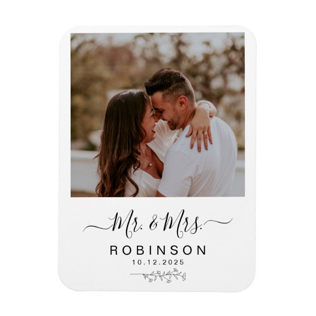 Magnet Flexible Mariage photo botanique rustique moderne (Vertical)