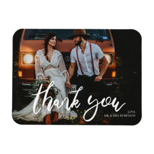Magnet Flexible Mariage Photo Chic Écriture moderne Merci