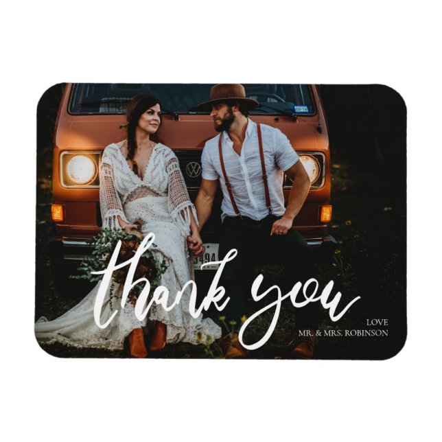 Magnet Flexible Mariage Photo Chic Écriture moderne Merci (Horizontal)