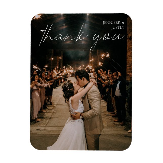 Magnet Flexible Mariage Photo Chic Écriture moderne Merci (Vertical)