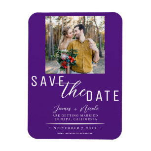 Magnet Flexible Mariage Photo de Royal Purple Enregistrer la Date
