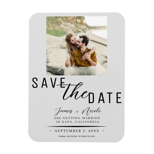 Magnet Flexible Mariage Photo de sauvegarde Gris Clair (Vertical)