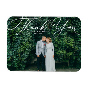 Magnet Flexible Mariage photo de script manuscrit blanc élégant