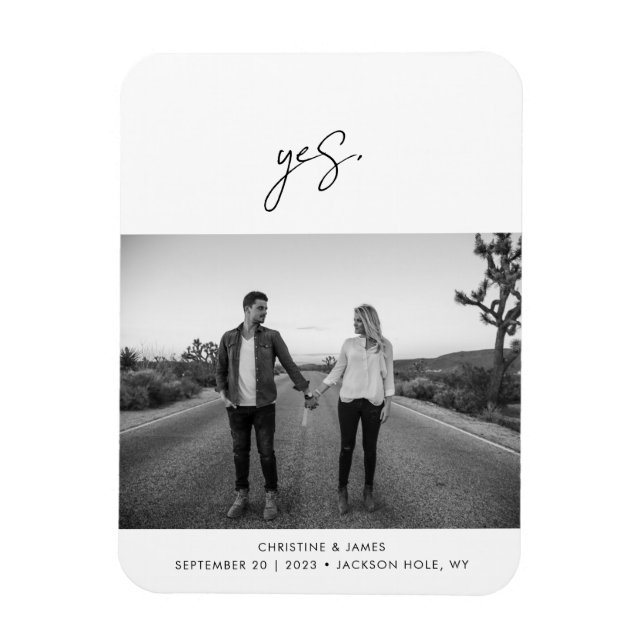Magnet Flexible Mariage photo de script manuscrit moderne (Vertical)
