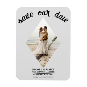 Magnet Flexible Mariage Photo Diamant Gris Clair Enregistrer la Da