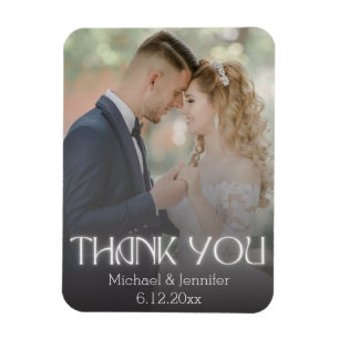 Magnet Flexible mariage photo écriture main blanche merci stylé