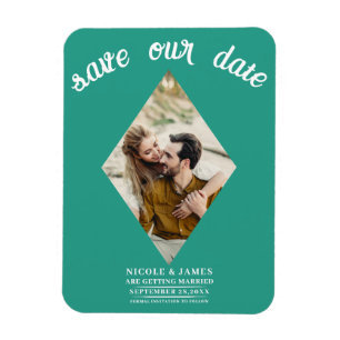 Magnet Flexible Mariage photo en diamant turquoise Enregistrer la