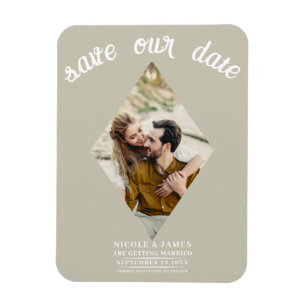 Magnet Flexible Mariage Photo Khaki Beige Diamant Enregistrez la D