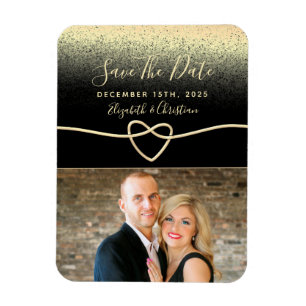 Magnet Flexible Mariage Photo Noir et Or Save The Date