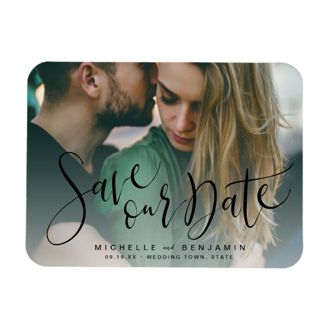 Magnet Flexible Mariage photo script moderne enregistrer l'aimant  (Horizontal)