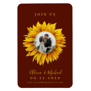 Magnet Flexible Mariage photo tournesol rustique enregistrer la da