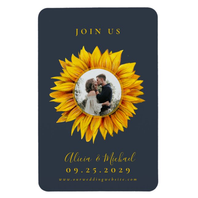 Magnet Flexible Mariage photo tournesol rustique enregistrer la da (Vertical)