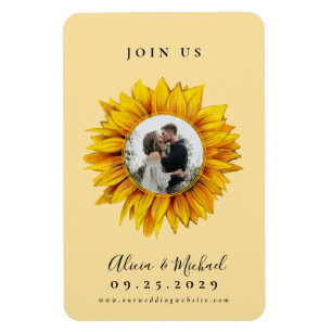 Magnet Flexible Mariage photo tournesol rustique enregistrer la da