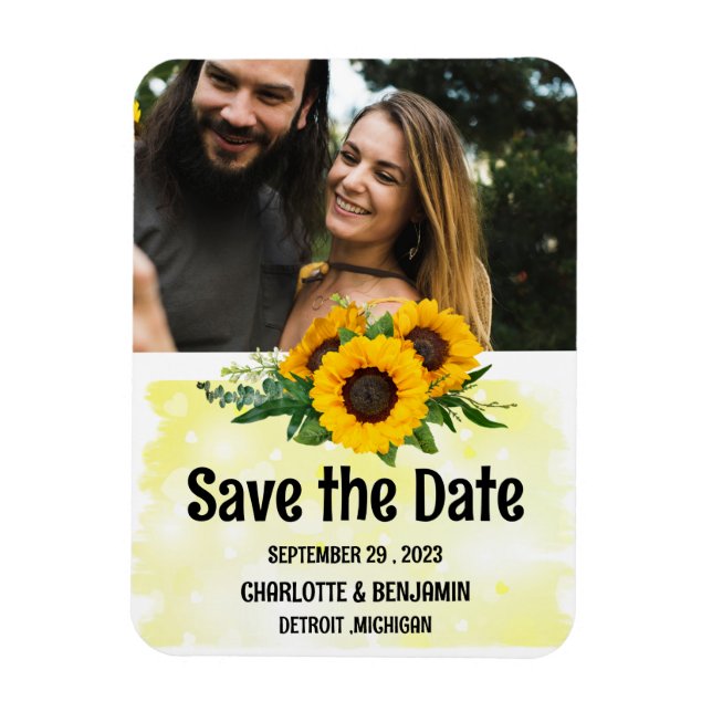Magnet Flexible Mariage rustique de tournesol Enregistrer la date  (Vertical)
