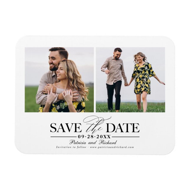 Magnet Flexible Mariage Simple Et Design Enregistrer La Date 2 Pho (Horizontal)