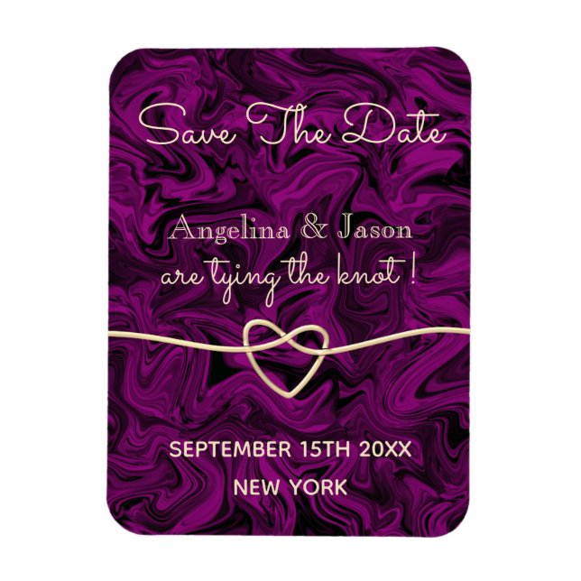 Magnet Flexible Mariage Simple Violet Enregistrer L'Invitation Dat (Vertical)