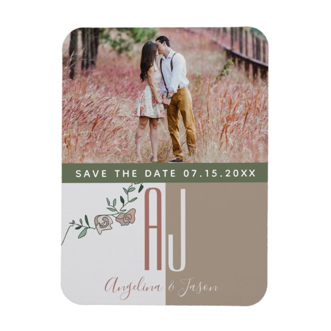 Magnet Flexible Mariage Terracotta Enregistrer La Date Invitation (Vertical)