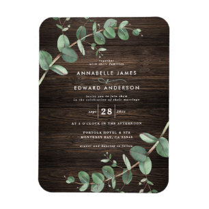 Magnet Flexible Mariage verdure Eucalyptus botanique bois sombre