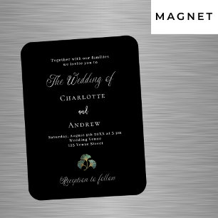 Magnet Flexible Mariage vert noir ginkgo invitation luxe