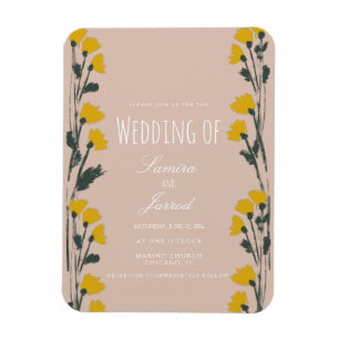 Magnet Flexible Mariage Vintage Floral Botanique Sauvage Dessiné à