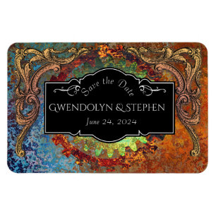 Magnet Flexible Mariage Vintage Steampunk "Sauvez La Date"