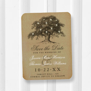Magnet Flexible Mariage vintage Vieux Chêne Enregistrer La Date