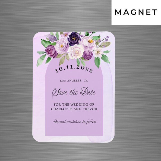 Magnet Flexible Mariage violet violet fleurs arch script (Créateur téléchargé)