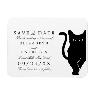 Magnet Flexible Mariage Whimsical Noir Chat Moderne Enregistrer La