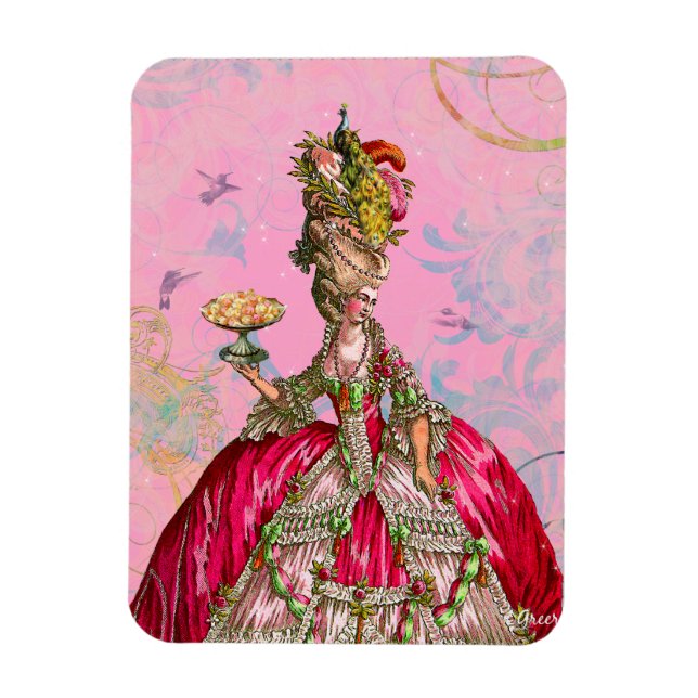 Magnet Flexible Marie Antoinette & Colibris en rose (Vertical)