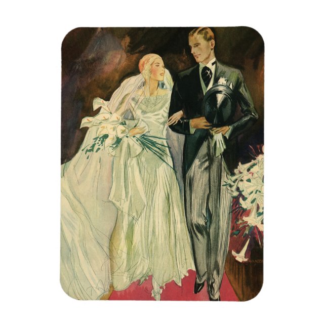 Magnet Flexible Mariés de mariage Art Déco vintage (Vertical)