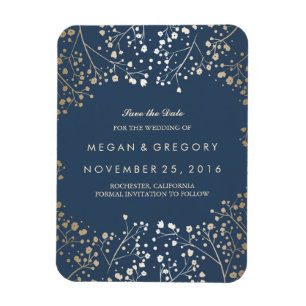 Magnet Flexible Marine et or Bébé's Breath Save the Date